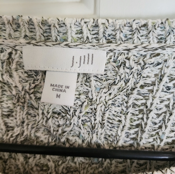 J Jill  white heathered cable knit cotton sweater beachy summer size medium - Picture 3 of 9